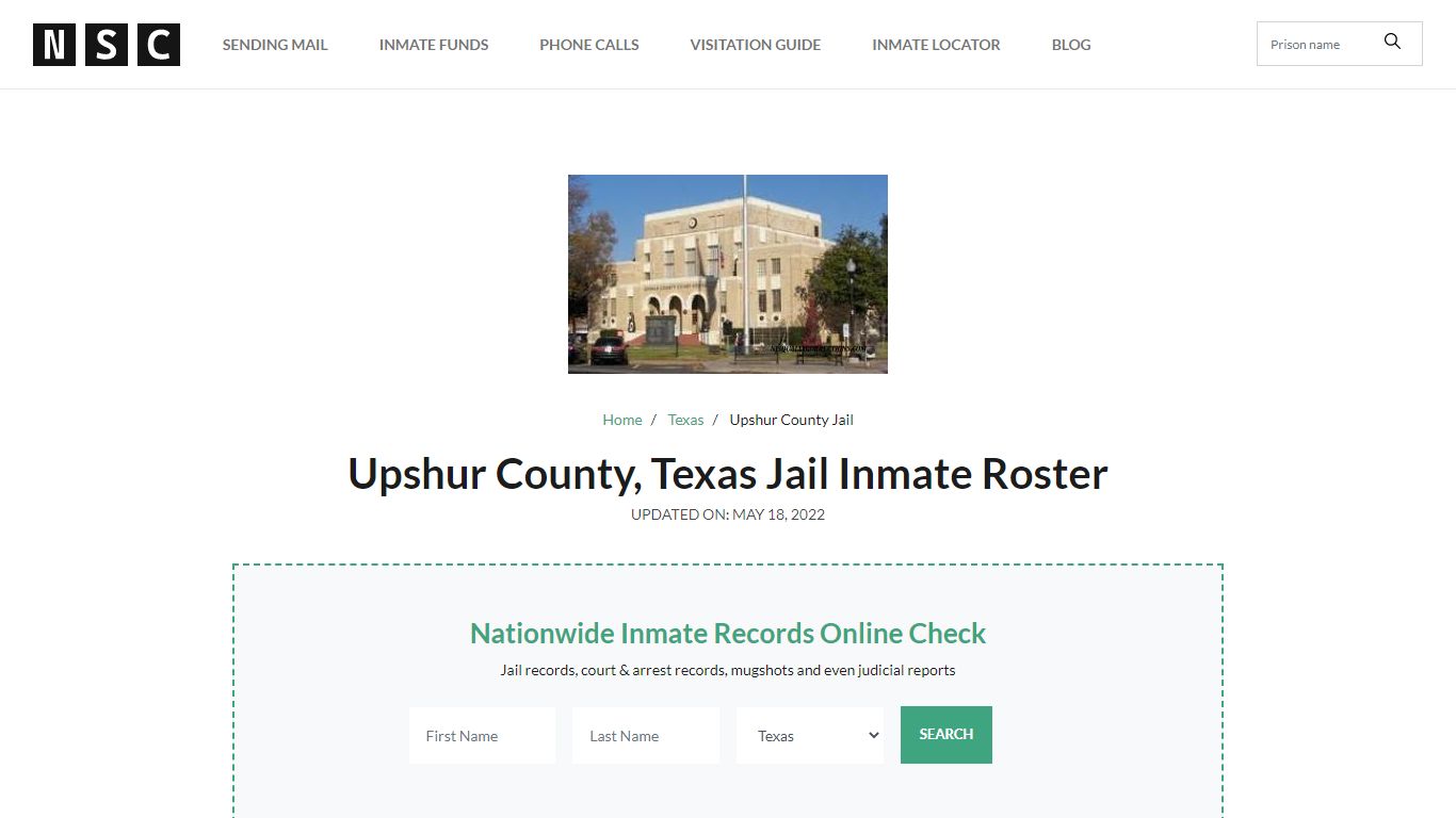 Upshur County, Texas Jail Inmate List